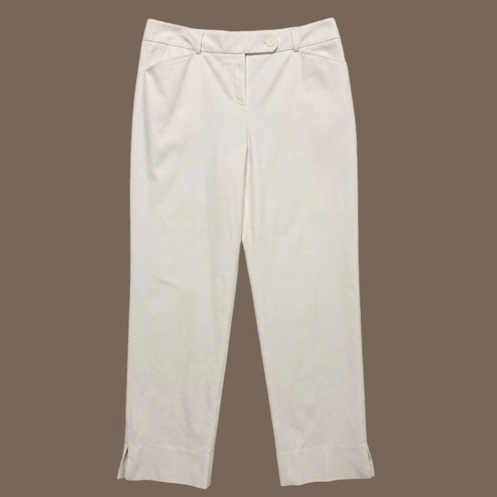 Talbots Womens White Stretch Straight Leg Dress Pants Career Workwear 12